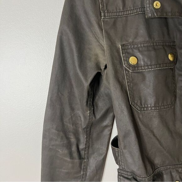 J Crew Downtown Army Green Military Style Field Jacket Womens Small Zip Snap - Picture 5 of 7